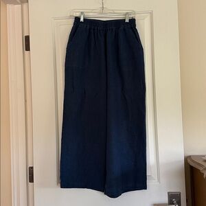 Midnight blue Wide-Leg Linen Pants